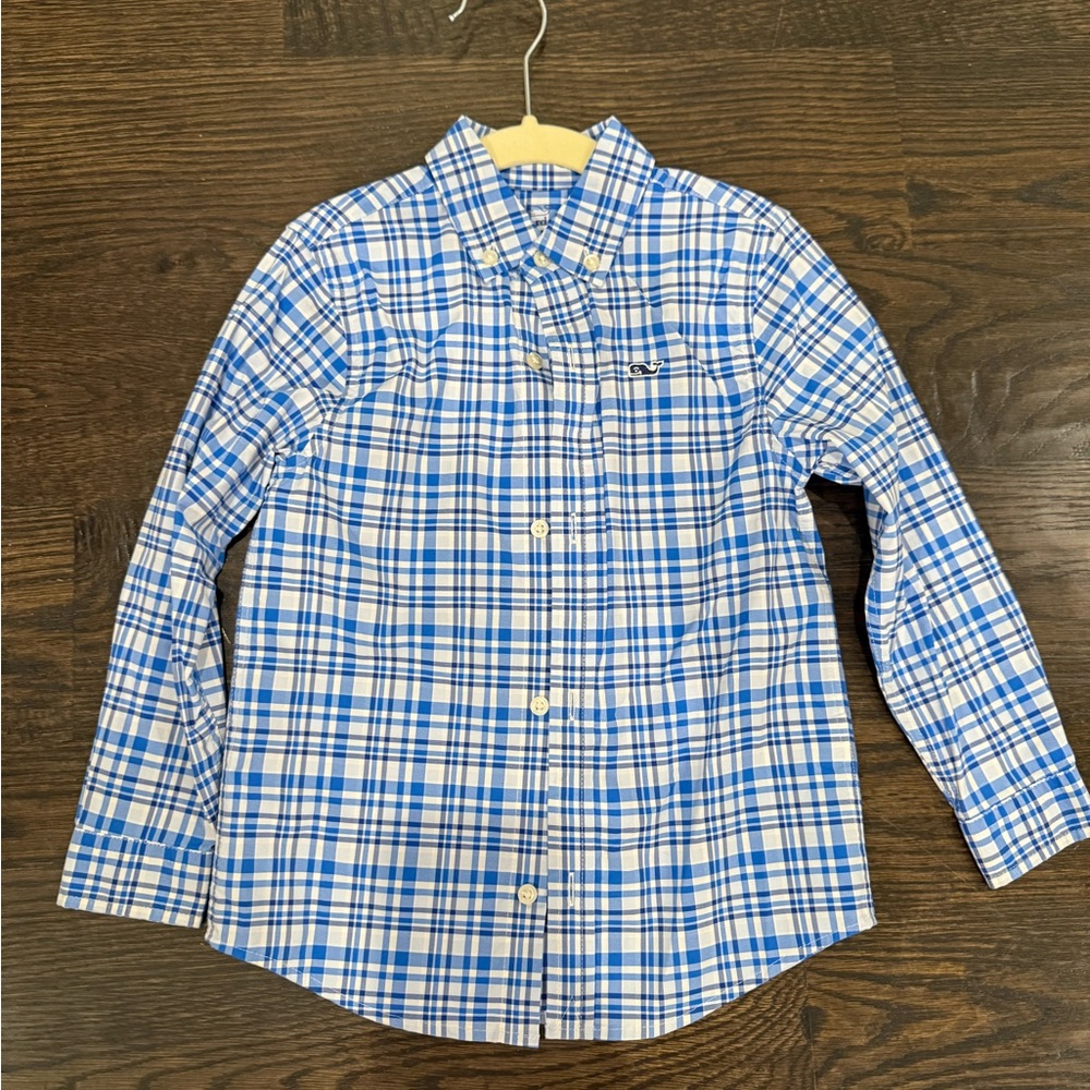 Vineyard Vines Blue Plaid Kids Shirt-4t